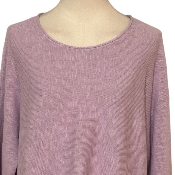 Eileen Fisher Organic Linen Cotton Slub Round Neck Top M L Lavender Purple Shirt - Picture 3 of 9